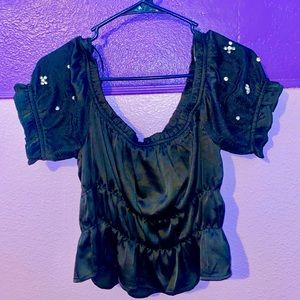 Black Forever 21 Satin Top